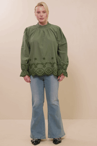 Savannah Scallop Hem Eyelet Embroidered Top