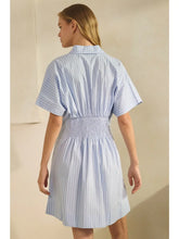 Load image into Gallery viewer, Miley Pin Striped Cotton Poplin Shirt Dress in Blue