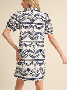 Sadie Split Neck Embroidered Eyelet Dress