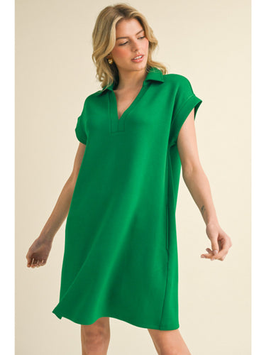 Caroline Collared Green Dress