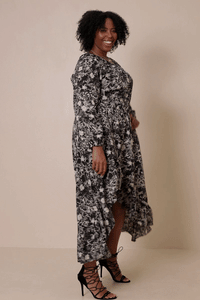Amelia Floral Print Asymmetric Hem Maxi Dress
