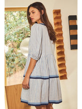 Load image into Gallery viewer, Erin V-Neck Striped Tiered Dress