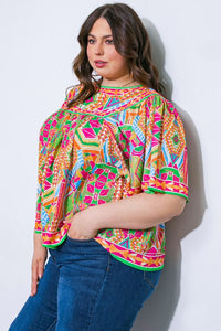 Emerson Multi Color Geometric Print Top