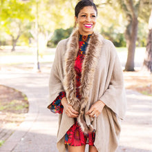 Load image into Gallery viewer, Tan Faux Fur Pippa Shawl