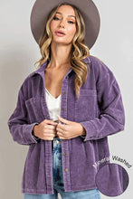 Load image into Gallery viewer, Restocked! Kara Mineral Washed Corduroy Button Down Top in Purple