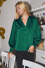 Load image into Gallery viewer, Lillian Satin Long Sleeve Collared Top