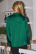 Load image into Gallery viewer, Lillian Satin Long Sleeve Collared Top