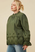 Load image into Gallery viewer, Savannah Scallop Hem Eyelet Embroidered Top