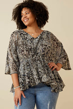 Load image into Gallery viewer, Ophelia Paisley Print Dolman Peplum Top