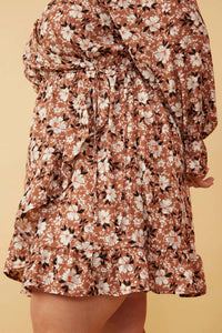 Sammie Floral Print Cinched Cuffed Wrap Dress
