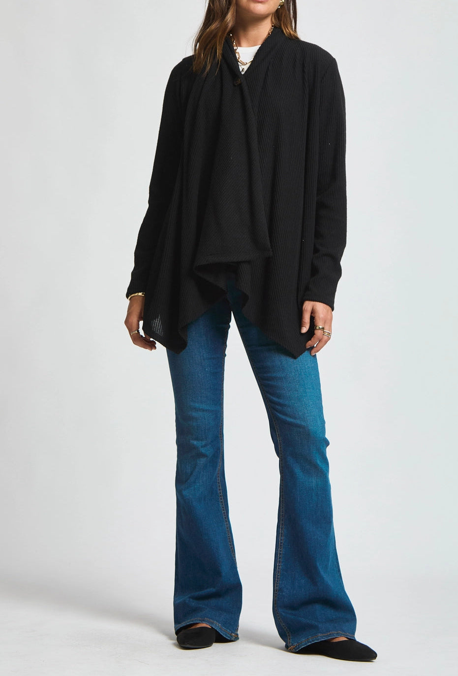 Carla Ribbed Wrap with Button Front