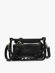 Restocked! Jessica Clear Crossbody with Chain in Black or Brown