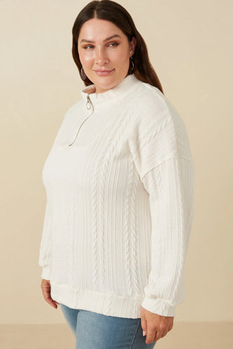Amanda Cable Knit Quarter Zip Sweater