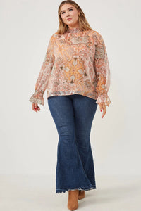 Sarah Paisley Print Smock Detail Chiffon Top