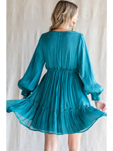 Load image into Gallery viewer, Stella Teal Shimmer Chiffon Dress