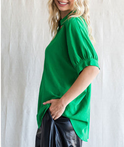 Restocked! Sara Dolman Sleeve Oversized Top in Kelly Green