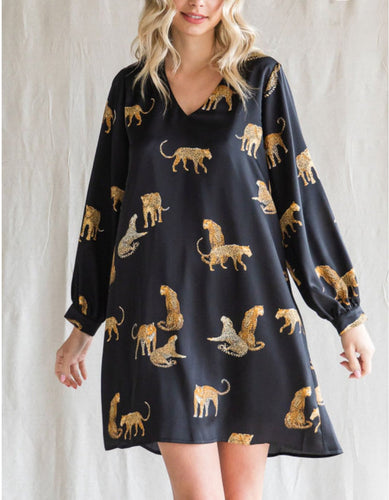Sloan Cheetah Dress in Black