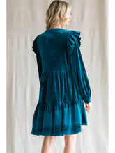 Load image into Gallery viewer, Sam Velvet Tiered Dress in Teal
