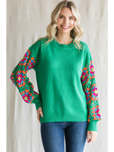 Load image into Gallery viewer, Restocked! Kayla Emerald Crochet Sleeve Sweater