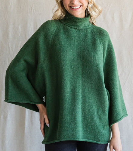 Layla Brushed Hunter Green Turtleneck Sweater