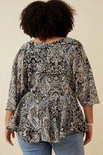 Load image into Gallery viewer, Ophelia Paisley Print Dolman Peplum Top