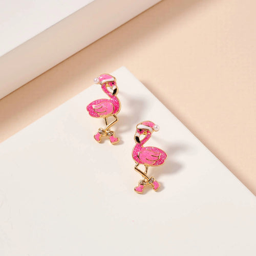 Flamingo Christmas Stud Earrings