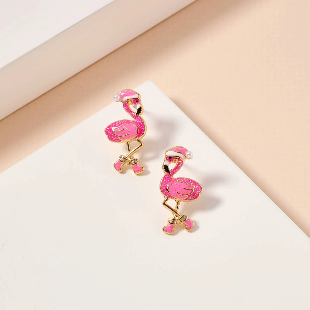 Flamingo Christmas Stud Earrings