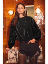 Load image into Gallery viewer, Melanie Velvet Sequin Top in Black or Red