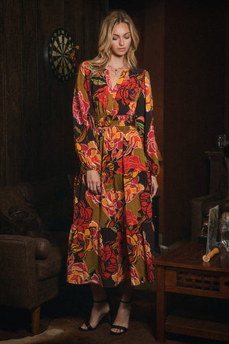 Kesha Floral Tiered Midi Dress