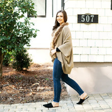 Load image into Gallery viewer, Tan Faux Fur Pippa Shawl