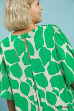 Load image into Gallery viewer, Ciara Puff Sleeve Abstract Print Dress in Island Green