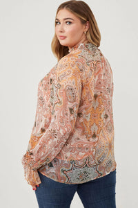 Sarah Paisley Print Smock Detail Chiffon Top