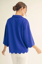 Load image into Gallery viewer, Toni Luxe Knit Scallop Trim Top in Royal Blue
