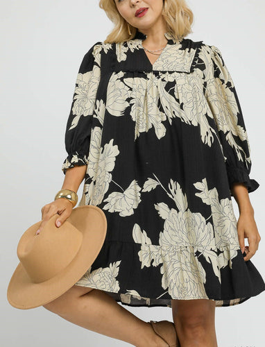 Meredith Floral Scallop Trim Dress