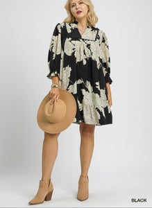 Meredith Floral Scallop Trim Dress