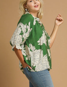 Bianca Floral Scallop Sleeve Top