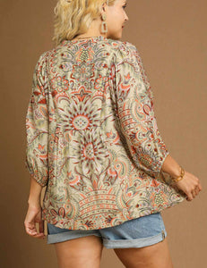 New Color! Sara Floral Paisley Boho Top