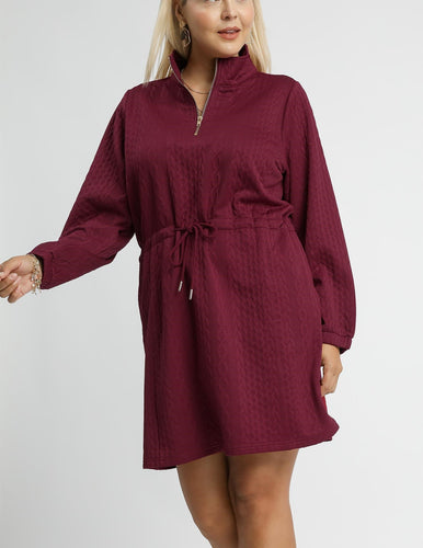 Sophie Cable Knit Dress in Burgundy