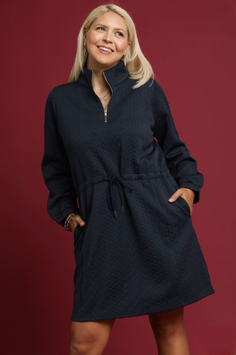Sophie Cable Knit Dress in Navy
