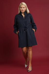 Sophie Cable Knit Dress in Navy
