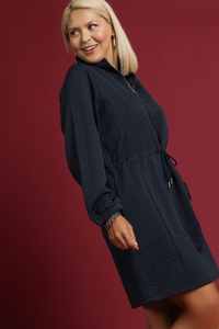 Sophie Cable Knit Dress in Navy