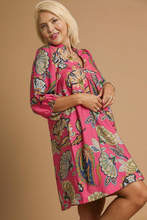 Load image into Gallery viewer, Lola Abstract Print Puff Sleeve Babydoll Dress in Pink