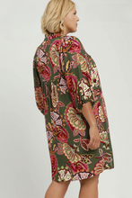 Load image into Gallery viewer, New Color! Lola Abstract Print Puff Sleeve Babydoll Dress in Olive