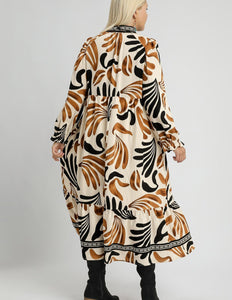 Kiki Boho Leafy Print Midi Dress