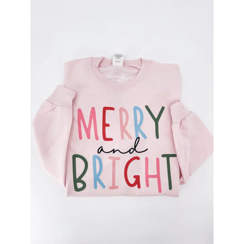 Merry & Bright Sweatshirt in Light Pink