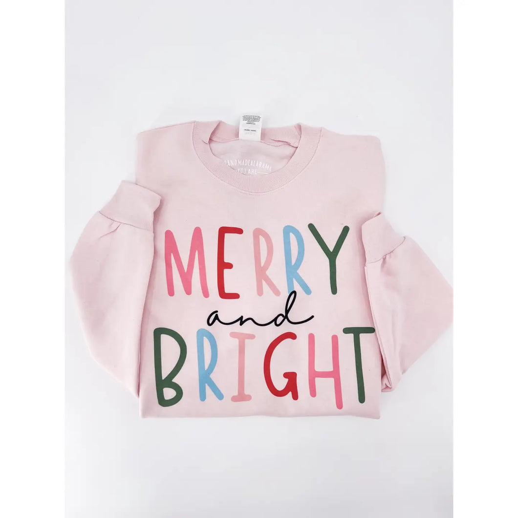 Merry & Bright Sweatshirt in Light Pink