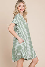 Load image into Gallery viewer, Evelyn Button Back Striped T-Shirt Dress