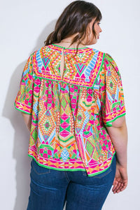 Emerson Multi Color Geometric Print Top