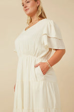 Load image into Gallery viewer, Milly Shadow Stripe Layered Sleeve Tiered Dress