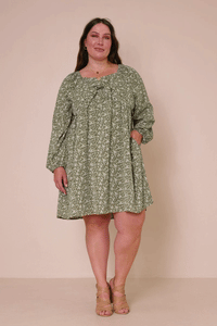 Haley Ditsy Floral Tie Front Smocked Back Dress